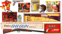 More than 100 cap guns and 100+ BB guns will fire away, including a large selection by Daisy. Old Town Auctions image.