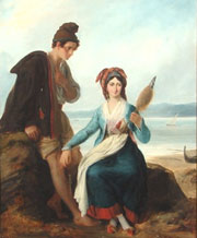 Alexandre-Marie Colin (French, 1798-1873), ‘Man and Woman by the Shoreline,’ oil on canvas, est. $6,000-$9,000. Clark’s Fine Art image.