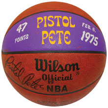 Feb. 8, 1975 signed Pete Maravich 47-point ball, $33,000. Grey Flannel Auctions image.
