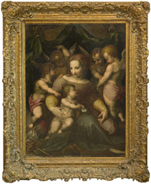 Old Master school, Madonna with Child surrounded by cherubs, 17th/18th century, oil on canvas, 47 by 38 inches. William H. Bunch Auctions image.