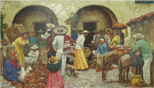 Richard C. Baldwin (American/Philadelphia, b. 1911-), Guadalupe, Mexico, oil on canvas, 32 by 56 inches. William H. Bunch Auctions image.