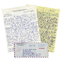 Two handwritten letters about Lew Alcindor that UCLA Bruins coach John Wooden sent in 1968 to Hall of Famer and close friend Charles “Stretch” Murphy. Grey Flannel Auctions image.