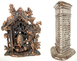 Among the 20-30 still banks to be auctioned are a Bear with Beehive and Flatiron Building. Stephenson’s Auction image.