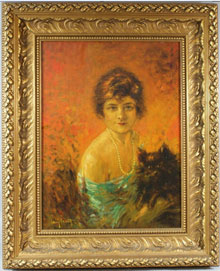 One of two original oil paintings by Louis Icart to be auctioned. William H. Bunch Auctions image.