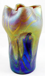 Phanomen glass vase signed ‘Loetz Austria,’ 7¼ inches tall. Est. $1,000-$3,000. Nest Egg Auctions image.