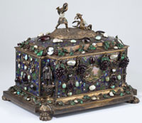 Important French Parcel Gilt and Gem Set Jewel Casket, with the mark for Paul Rigaux and Pierre Leblanc (est. $20,000-$40,000)