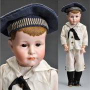Kammer & Reinhardt 114 character boy doll, 20 in., bisque socket head incised ‘K*R 114 49.’ Est. $6,500-$9,500. Morphy Auctions image.