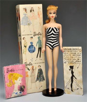 Blond No. 1 Barbie Doll in box, 1959, near mint. Est. $6,000-$8,000. Morphy Auctions image.