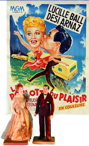 French poster and Lucy/Desi figures rom an important and extensive collection of ‘I Love Lucy’ posters and collectibles. Old Town Auctions image.