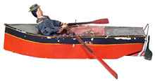 Superior-condition Ives ‘Carrie’ circa-1870 clockwork rowboat. Mosby & Co. image.