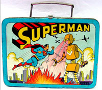 1954 ADCO metal Superman vs. the robot lunchbox. John W. Coker Auctions image.