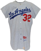 1966 Sandy Koufax Los Angeles Dodgers game-used and autographed flannel road jersey. Grey Flannel Auctions image.