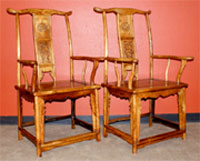 Pair of antique Chinese huanghuali chairs in mint condition, previously in a Los Angeles residence. Est. $15,000-$25,000.