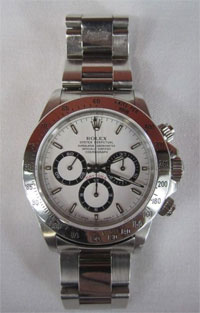 Rolex Daytona wristwatch, Model 16520 with Zenith movement, original box, est. $12,000-$20,000. Don Presley Auctions image.