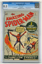 ‘The Amazing Spider-Man’ No. 1 comic book, 1963, CGC-graded 8.5 with off-white pages. Est. $25,000-$30,000. Morphy Auctions image.