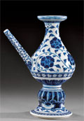 Rare 15th-century Ming Xuande porcelain sprinkler, est. $250,000-$350,000. I.M. Chait image.