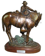 ‘Two Old Timers,’ Western bronze by Frank Polk, one of eight bronzes in the sale. Mosby & Co. image.