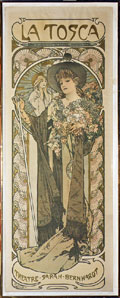 1899 original Alphonse Mucha poster of Sarah Bernhardt in La Tosca, untouched condition. Mosby & Co. image.