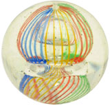 Five-color single-pontil birdcage marble, est. $3,000-$5,000. Morphy Auctions image.