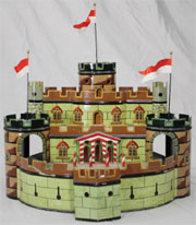 Marklin three-tiered castle, circa 1895, parade ground moves when connected to steam engine. Est. $14,000-$20,000. RSL Auction Co.
