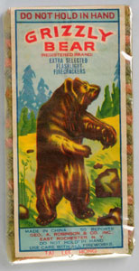 Grizzly Bear 50-pack firecrackers, manufactured by Tai Lee Hong. Mint condition. Est. $1,000-$1,500. Morphy Auctions image.