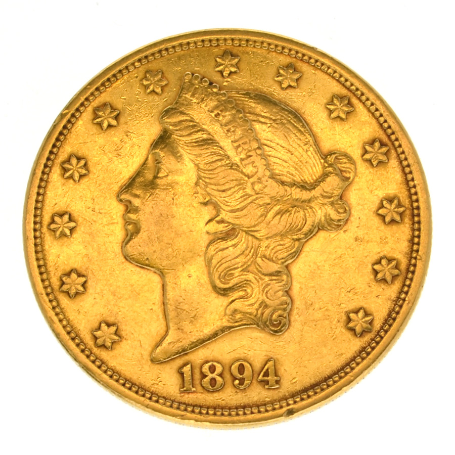 1894-S $20 U.S. Liberty gold coin. Government Auction image.