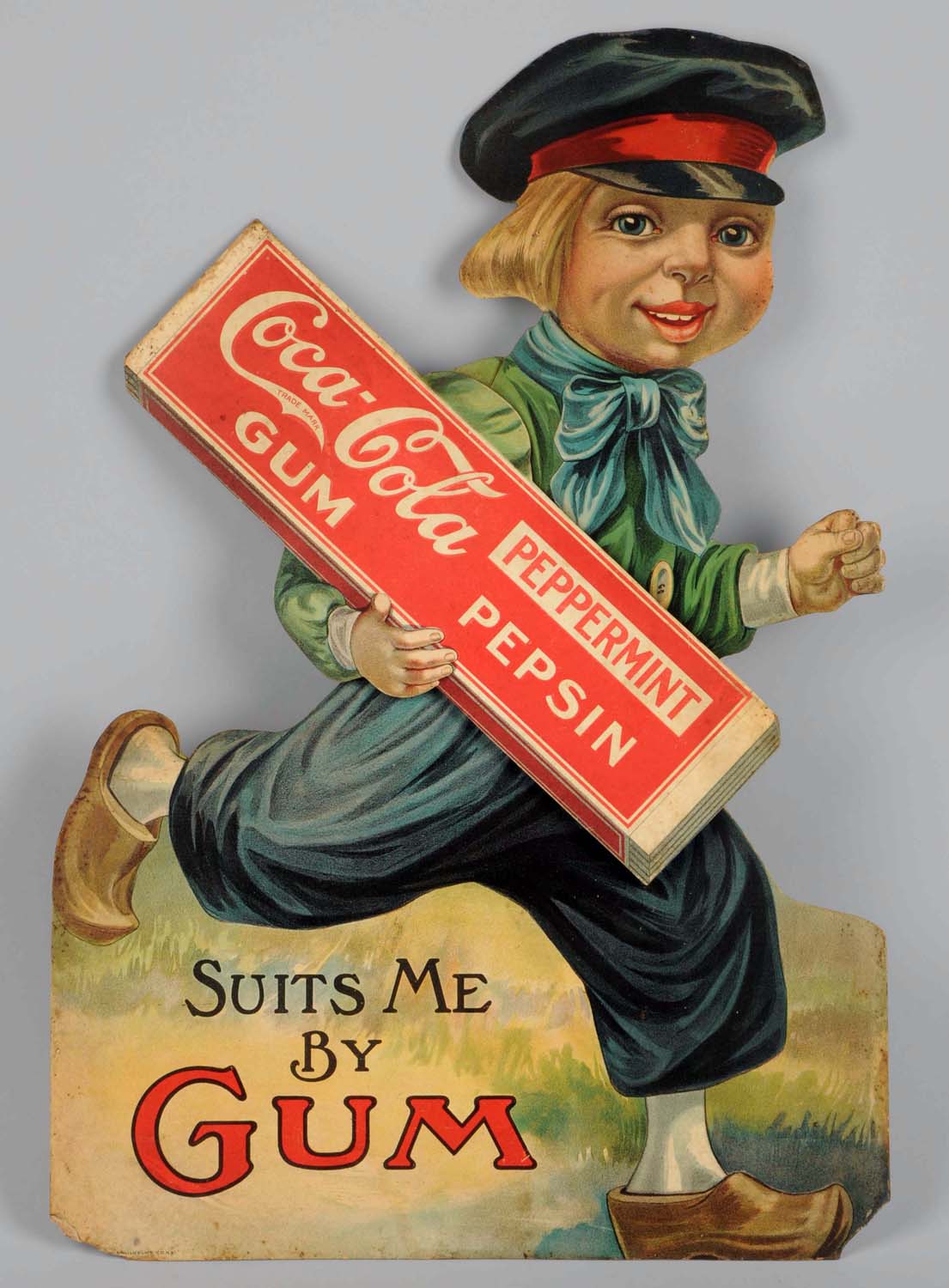 1914-1916 Coca-Cola Gum cardboard cutout with Dutch boy image